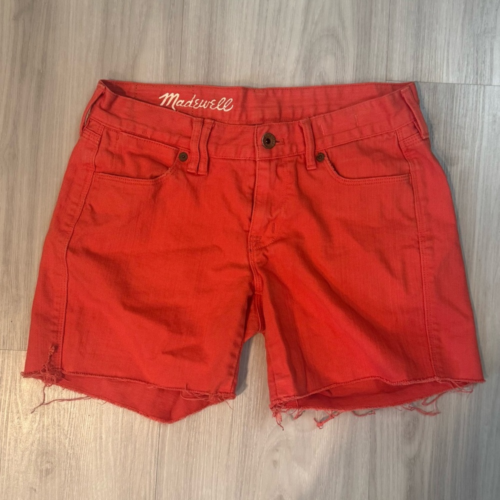 Madewell orange cutoff shorts size 25 red denim shorts - Picture 3 of 12